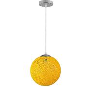 DC VOLTAGE Lampadario a sospensione moderno a forma di sfera in vimini e rattan, paralume creativo per bar, caffetteria, camera da letto, ristorante, casa, decorazione semplice (crema) (Giallo)