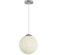 DC VOLTAGE Lampadario a sospensione moderno a forma di sfera in vimini e rattan, paralume creativo per bar, caffetteria, camera da letto, ristorante, casa, decorazione semplice (crema) (Bianco)