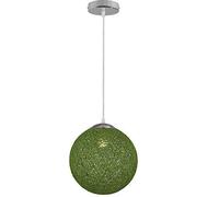DC VOLTAGE Lampadario a sospensione moderno a forma di sfera in vimini e rattan, paralume creativo per bar, caffetteria, camera da letto, ristorante, casa, decorazione semplice (crema) (Verde)