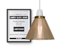 DC VOLTAGE Paralume vintage in vetro ambrato a forma piatta con anello per paralume per soggiorno, camera da letto, cucina, corridoio, ufficio e bar (cono) (Cono)