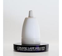 DC Voltage - Portalampada in ceramica vintage con attacco E27, con impugnature per cavo, portalampada in porcellana industriale, colore: bianco