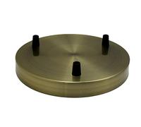 DC VOLTAGE Rosone da soffitto in metallo, 3 uscite multiple, Ø 200 mm. Perfetto per lampade a sospensione, offre soluzioni di illuminazione moderne, personalizzabili ed eleganti. (Ottone verde)