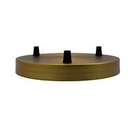 DC VOLTAGE Rosone da soffitto in metallo, 3 uscite multiple, Ø 200 mm. Perfetto per lampade a sospensione, offre soluzioni di illuminazione moderne, personalizzabili ed eleganti. (Ottone giallo)