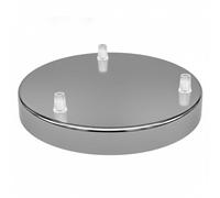 DC VOLTAGE Rosone da soffitto in metallo, 3 uscite multiple, Ø 200 mm. Perfetto per lampade a sospensione, offre soluzioni di illuminazione moderne, personalizzabili ed eleganti. (cromo)