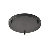 DC VOLTAGE Rosone da soffitto in metallo, 3 uscite multiple, Ø 200 mm. Perfetto per lampade a sospensione, offre soluzioni di illuminazione moderne, personalizzabili ed eleganti. (Tondo Nero)