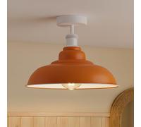 DC VOLTAGE Vintage E27 Stile retrò Semi Flush Mount Plafoniera rustica in metallo paralume curvo Adatta per cucina, soggiorno, corridoio, ingresso, camera da letto, caffè, bar e ristorante (Arancia)