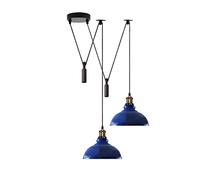 DC VOLTAGELampada a Sospensione Moderna a 2 Teste Con Paralume a Cupola In Metallo Blu Scuro Facile da Montare Cavo Regolabile da 29 cm Con Base E27 Ideale Per Ufficio Soggiorno Ristorante