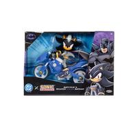 DC x Sonic Shadow nei panni di Batman con Batcycle, licenza ufficiale Jakks Pacific, action figure Shadow da 12,7 cm, veicolo interattivo con ruote mobili e cavalletto funzionante