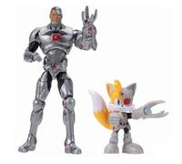 DC x Sonic Tails & Cyborg Action Figure Multipack, Jakks Pacific Ufficiale, Include Figure di Tails e Cyborg, Design Dettagliato, Confezione da Collezione