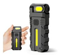 DC10 Mini torcia a LED, a batteria, multifunzione, con clip e base magnetica, 5 modalità di illuminazione ruotabili di 180°, IPX4, impermeabile, LED di tipo C, per campeggio, escursioni, emergenza