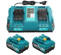 DC18RD caricabatterie e 2 batterie di ricambio da 5,5 Ah per batterie Makita da 18 V, compatibile con BL1815 BL1830 BL1840 BL1850 BL1860 BL1890 BL1415 BL1430 BL1440