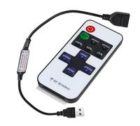 DC5-24V Controller LED Wireless RF con 11 Tasti, Telecomando Mini USB per Strisce LED a Colore Singolo, Regolazione della Luminosità e Modalità Statica/Dinamica, Distanza di Controllo Fino a 30m