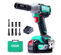 DCA Avvitatore a impulsi brushless 20V con batteria da 4,0Ah, attacco con anello da 1/2 pollice, avvitatore a impulsi senza fili, coppia elevata da 235 ft-lbs, 4 modalità per auto e fai-da-te ADPB320