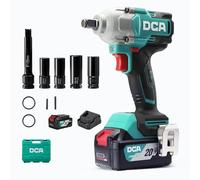 DCA Avvitatore a Impulsi Brushless da 20V, 682Nm di Coppia Massima, Attacco ad Anello da 13mm, Batteria al Litio da 4000mAh*2, 4 Modalità, Luce LED, Design Compatto, Funzione Smart Loosen, ADPB520