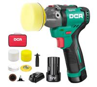 DCA Lucidatrice Auto a Batteria 12V, 75mm Mini Lucidatrice Rotativa Lucidatrice Senza Spazzole e 50mm Levigatrice, 2 Batterie da 2,0Ah, 2 Velocità 2800-8300 RPM per Lucidare, Cera e Pulire