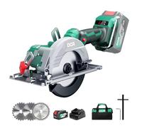 DCA Sega Circolare Mini Senza Spazzole, 2 Velocità 6700/4200 Rpm con 20V 4,0Ah Batteria, 3 Lame Ø125mm e Guida, Profondità Taglio 45mm(90°)/33mm(45°), Per Legno, Plastica, PVC