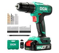 DCA Trapano a percussione a batteria 20V, 40 Nm, mandrino autoserrante da 13mm, 22500 colpi/min, 2 velocità variabili, 18+1+1, trapano a percussione con 14 punte per muratura, metallo e legno