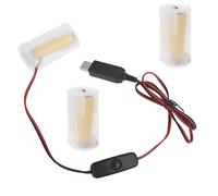 Dcaknri 1 Set LR20 D Battery Eliminators Cable Wire USB 5V2A Power Supply Cord to Replace 3X 1.5V LR20 D Battery for Torches/Toy Digital Thermometers