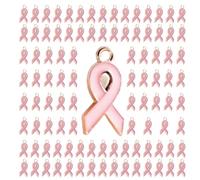 Dcaknri 100x/set Fascino Consapevolezza del Cancro Seno Nastro Colore Misto Pendenti Fascino Consapevolezza Risultati dei Gioielli Progetto Fai da Te Abbellimenti A Forma Cuore Componenti