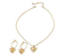 Dcaknri Bellissimo set di gioielli con ciondolo a forma di cuore con strass e orecchini a goccia, struttura in lega, adatto per l'eleganza di tutti i giorni