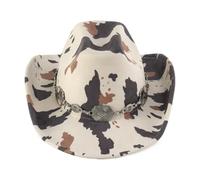 Dcaknri Cappelli da cowboy per adulti con motivo a mucca accattivante cappello da cowgirl etnico spettacolo modello spettacolo fotografia per donna feltri per uomo feltri maschio per donna con stringa