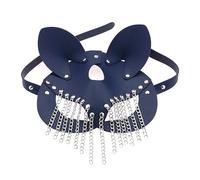 Dcaknri Donne Nappe Mezzo Viso Cosplay Pelle Sesso Halloween Party Masquerade Cosplay Punk Pelle per Donne Uomini, Misura unica, come descritto