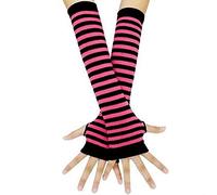 Dcaknri Guanti di corrispondenza di colore Cosplay Over Sleeve Mitten Oversleeve Donne Per Sun Block Tenere Caldo Polsino Ciclismo Guanti Per Le Donne Monouso, Strisce rosse rosa, Taglia unica