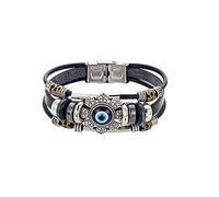 Dcaknri Lucky Eye Turco Per Braccialetti Malvagi Per Uomo Donna Stile Punk Gioielli Fatti A Mano Multistrato Bracciale In Pelle Nera In Pelle Multistrato Con Perline
