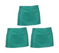 Dcaknri Mezzo grembiule da lavoro in poliestere resistente alle macchie con 3 tasche per l'industria dei servizi alimentari Grembiule in poliestere resistente alle macchie, Verde, Taglia unica