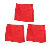 Dcaknri Mezzo grembiule da lavoro in poliestere resistente alle macchie con 3 tasche per l'industria dei servizi alimentari Grembiule in poliestere resistente alle macchie, Rosso, Taglia unica