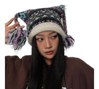 Dcaknri Orecchie di Gatto Modello Cappello Femminile Moda Donna Coda di Cavallo Elegante Elegante Accessorio Donna Vita Quotidiana Accessorio, Bianco con trecce, Taglia unica