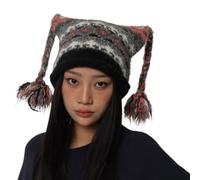 Dcaknri Orecchie di Gatto Modello Cappello Femminile Moda Donna Coda di Cavallo Elegante Elegante Accessorio Donna Vita Quotidiana Accessorio, Nero con trecce, Taglia unica