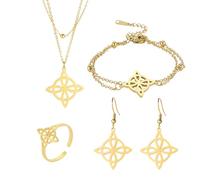 Dcaknri Set Gioielli In Acciaio Inossidabile I Nodi Della Stregoneria Ispirano Ornamenti Collana A Forma Nodi Della Strega Orecchini Bracciale Irlandese