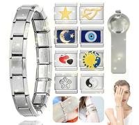 dcas 10 Pezzi Italian Charm Bracelet Charms, Confezione Regalo Italian Charms Bracelet Acciaio Inox, Fai Da Te I-talian Charm B-racelet C-harms Per (Con Strumento Di Giunzione)