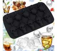 dcas Teschio Stampi Cubetto Di Ghiaccio 3D, Teschio Stampo In Silicone Flessibile, Whisky Muffa Cubetti Di Ghiaccio Teschio, Cioccolato Teschio Stampo In Silicone, -40°C-230°C (10 Griglie)
