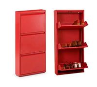 D'CASA - Scarpiera in Metallo Rosso con 3 cassetti, 51 x 16 x 106 cm