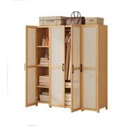 Dcbdx Guardaroba in rattan Mobiletto camera da letto con 2/3/4/5 Ante Armadio Multiuso con ripiani e Asta Appendiabiti per camera da letto soggiorno ingresso,4 door