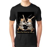 DCBhrfr43 Cats with Lightsabers Meow Force Will Be with You T Shirt
