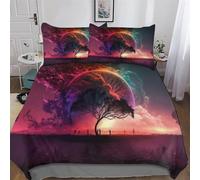 DCCCY Copripiumino Da Fantasy Landscape in 3 Pezzi,set Di Biancheria Da Letto Stampati in 3D, Federe,cerniera Nascosta, Copripiumone in Microfibra, King(220x240cm)
