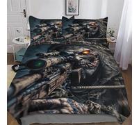 DCCCY Dead Army Zombie Soldier Set Composto Da Copripiumino E Federa, Set Di Biancheria Da Letto in Microfibra Morbida - Copripiumone 3 Pezzi King(220x240cm)