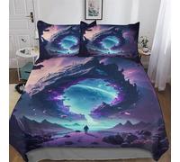 DCCCY Fantasy Space Gate Copripiumino Stampato 3D Set Di Biancheria Da Letto Con Federa, 2 Pezzi, Set Copripiumone in Microfibra Morbida, Single(135x200cm)