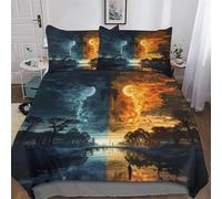 DCCCY Set Di Biancheria Da Letto Di Fantasy Landscape Stampato in 3D Con Federe, Copripiumino Con Chiusura A Cerniera, 3 Pezzi Copripiumone in Microfibra Morbida King(220x240cm)
