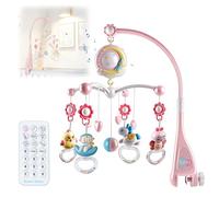 Dcceeo Giostrina Culla Musicale, Lettino Mobile con 150 Melodie, Proiettore Luci e Funzione di Cronometraggio Appeso Rotante Giostrina Lettino Neonato Giocattolo per Culla Regalo per Neonato