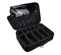 DCCN Train - Valigetta per il trucco professionale Beauty Case a 3 strati, astuccio cosmetico, organizer per pennelli da trucco, smalto per unghie, 42 x 31 x 14 cm