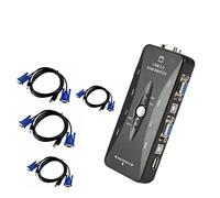 DCDCD 4 Porte Kvm Switch USB 2.0 VGA Splitter Stampante Mouse Tastiera Pendrive Condividi Switcher 1920 * 1440 VGA Switch Box Adattatore(4 KVM Lines)