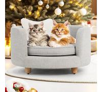 dCee Divano per animali domestici di piccola taglia, può contenere 22,7 kg, 61 cm, morbido divano per animali domestici in velluto per un sonno confortevole e supporto articolare, grigio chiaro
