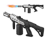 Dceefff Torcia a propano, pistola lanciafiamme staccabile e regolabile, 1800 ℃ resistente per barbecue, bistecca ardente, accendi falò, fusione e saldatura del ghiaccio, argento (serbatoio non incluso