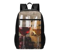 DCEHGEW Art Red Wine Galsses & Grapes - Zaino da viaggio per computer portatile, leggero, per la scuola, casual, escursionismo, Arte Vino Rosso Galsses & Uva, One Size, Zaino da viaggio