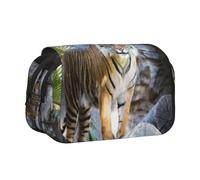 DCEHGEW Astuccio elegante con due leoni stampati, doppio strato, grande capacità, per scuola, ufficio, viaggi, Tigre nello zoo, One Size, Zaino per la scuola