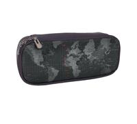 DCEHGEW Astuccio in pelle PU con stampa Border Collie con cerniera per scuola, ufficio, viaggi, regalo personalizzato, Mappa Nera, One Size, Zaino per la scuola